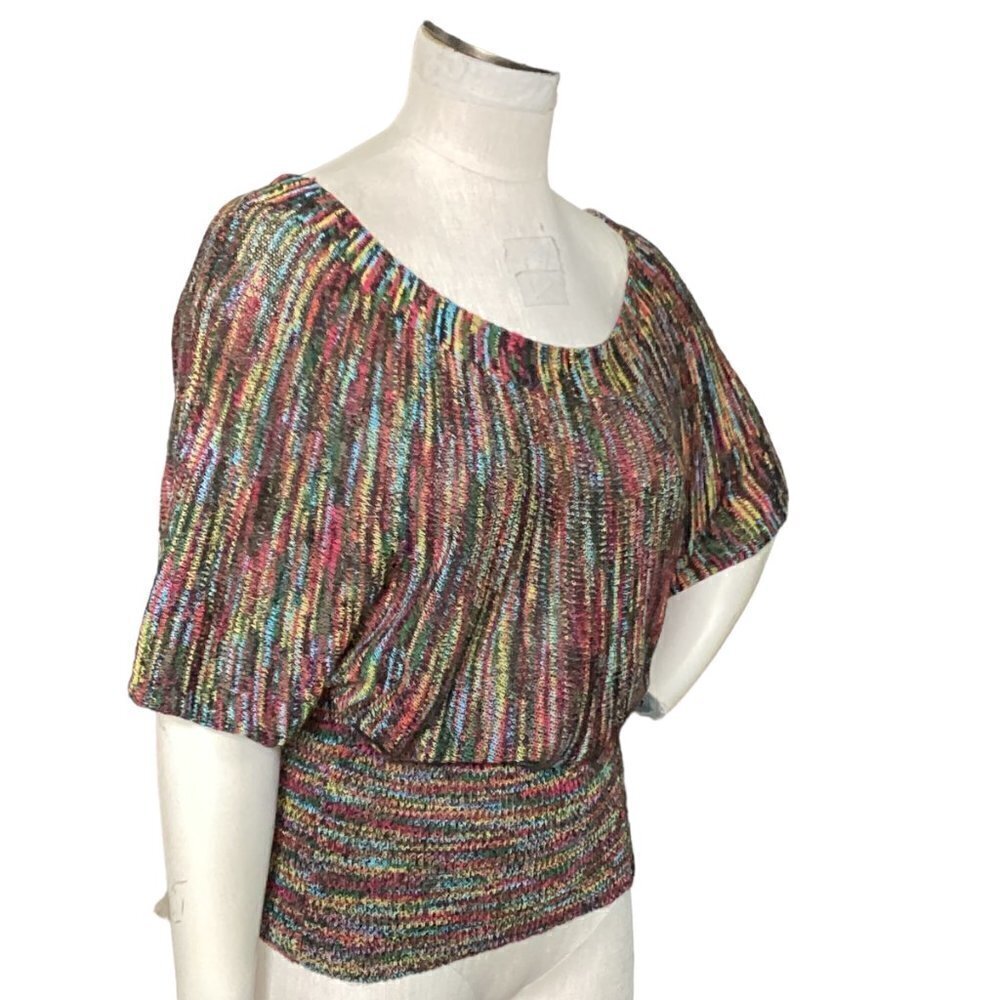 Forever 21 Multicolor Dolman Sleeve Knit‎ Top Sz M #228i - Picture 5 of 9